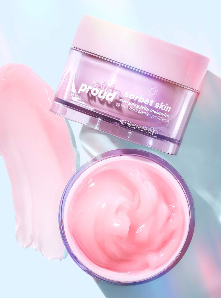 Open container of 体彩开奖记录官网王者信用 PROUD Sorbet Skin next to closed container